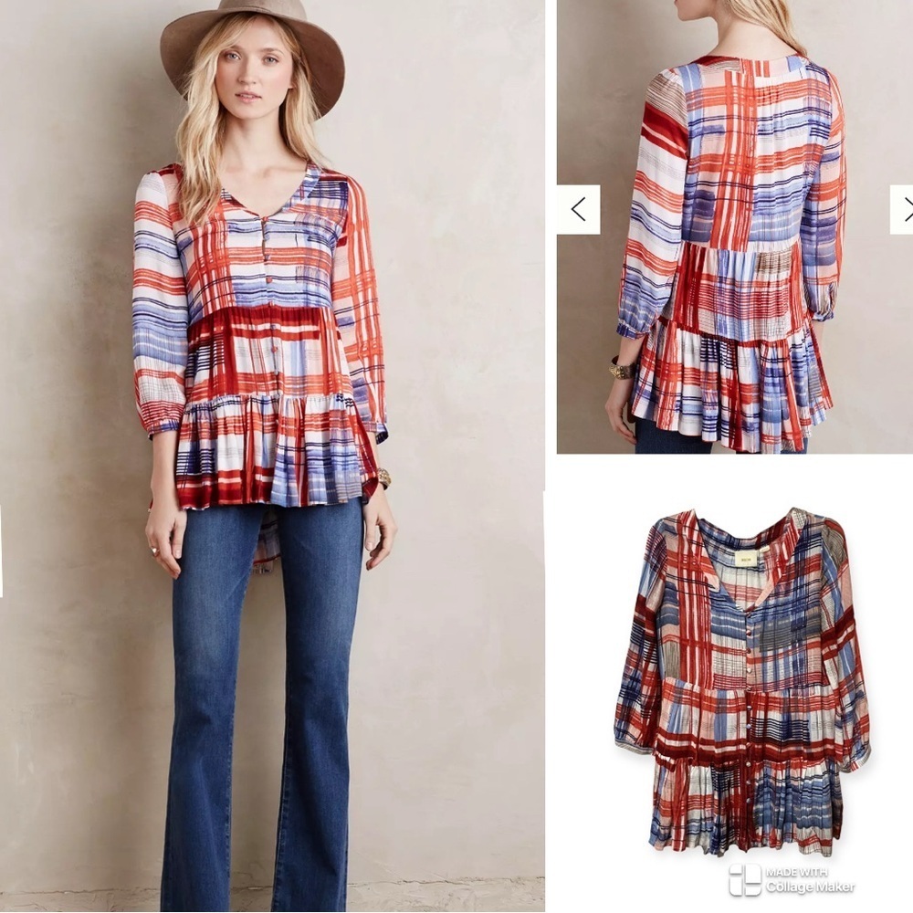 Anthropologie Maeve Lila tiered tunic with pockets